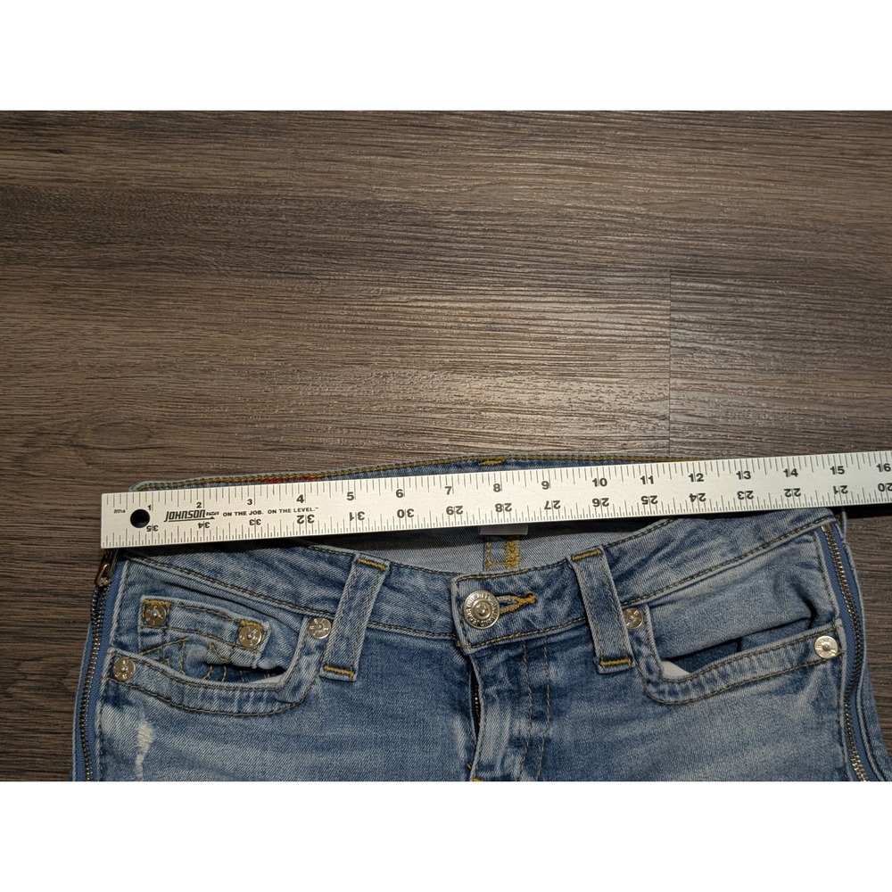 True Religion Super Skinny Side Zip Jeans Light Wash Blue Low Rise Womens 29 - Picture 2 of 9